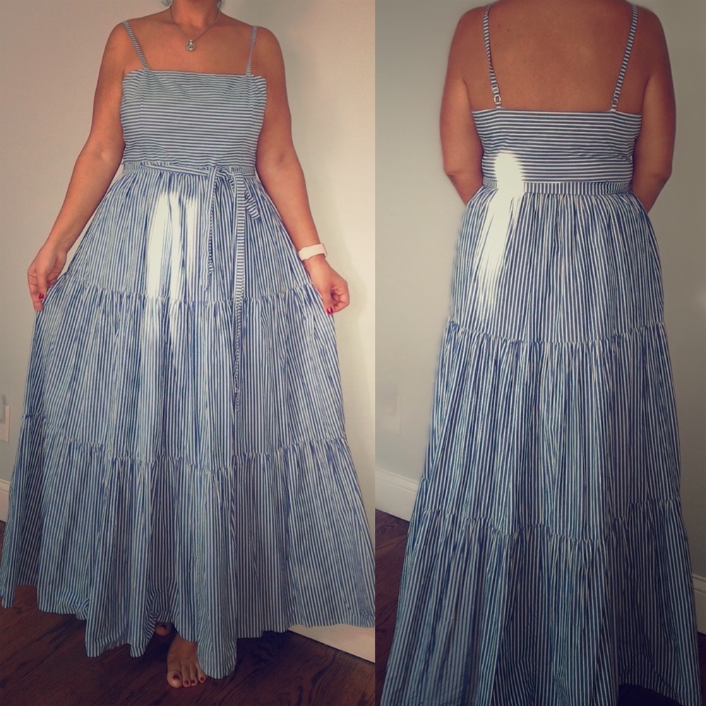 J Crew Blue and White Summer Maxi Dress - Size 16T